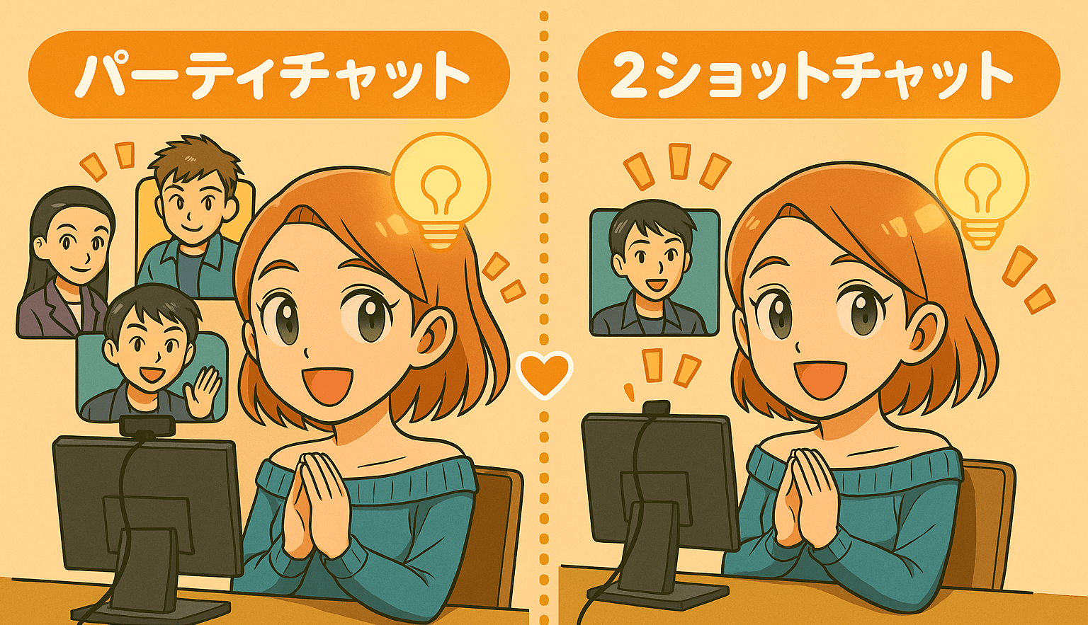 パーティチャットと2ショットチャットの違い