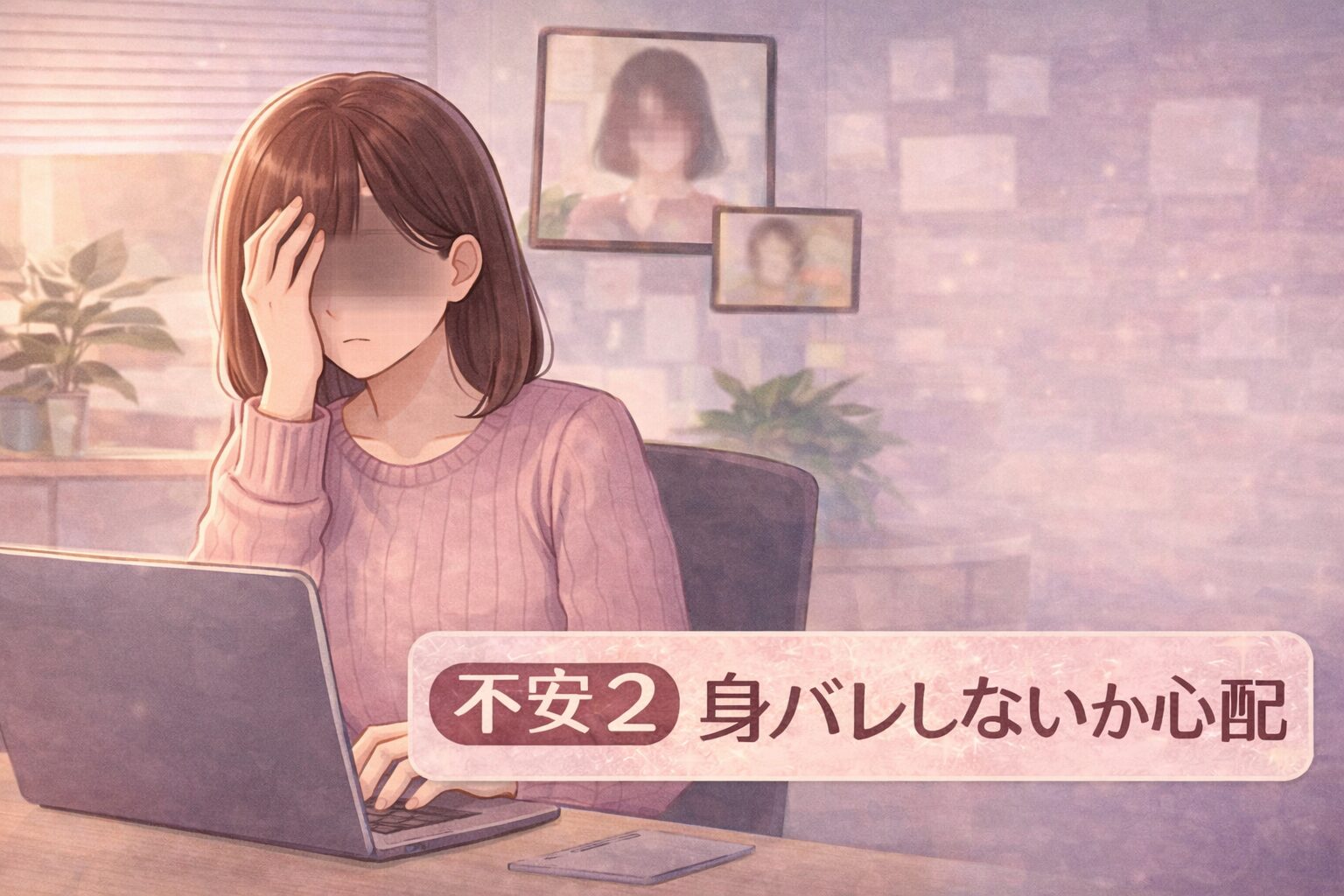 札幌のチャットレディ副業で身バレが心配という不安2を表すイラスト