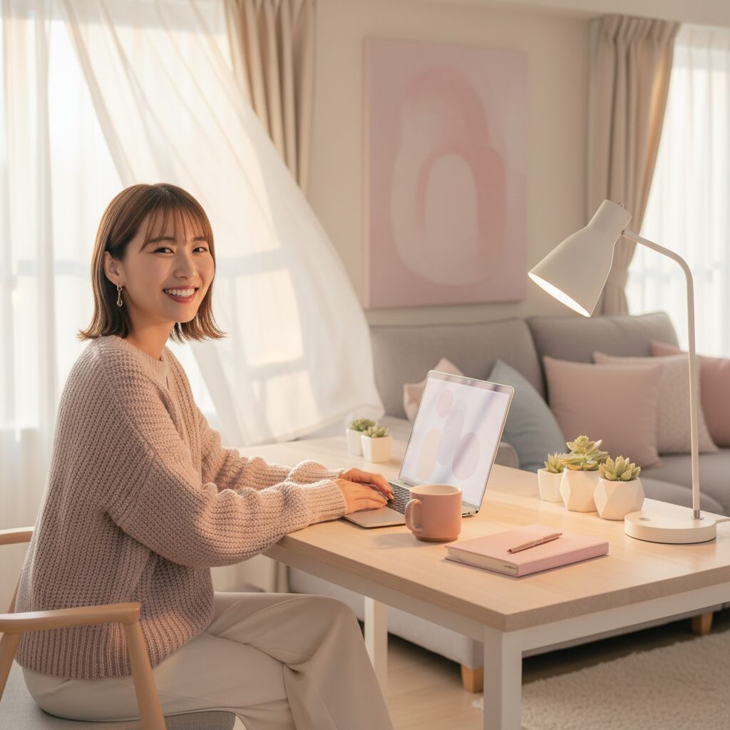 札幌でチャットレディとして稼げるようになった笑顔の女性｜シーポット（C-pot）