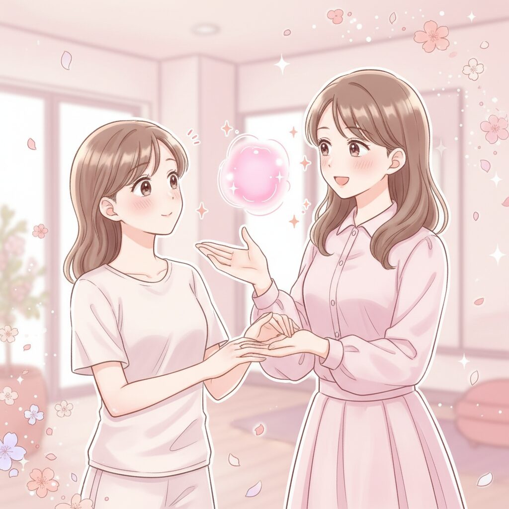 女性スタッフによるサポート 未経験者を女性スタッフがサポートする様子のイラスト|C-pot札幌