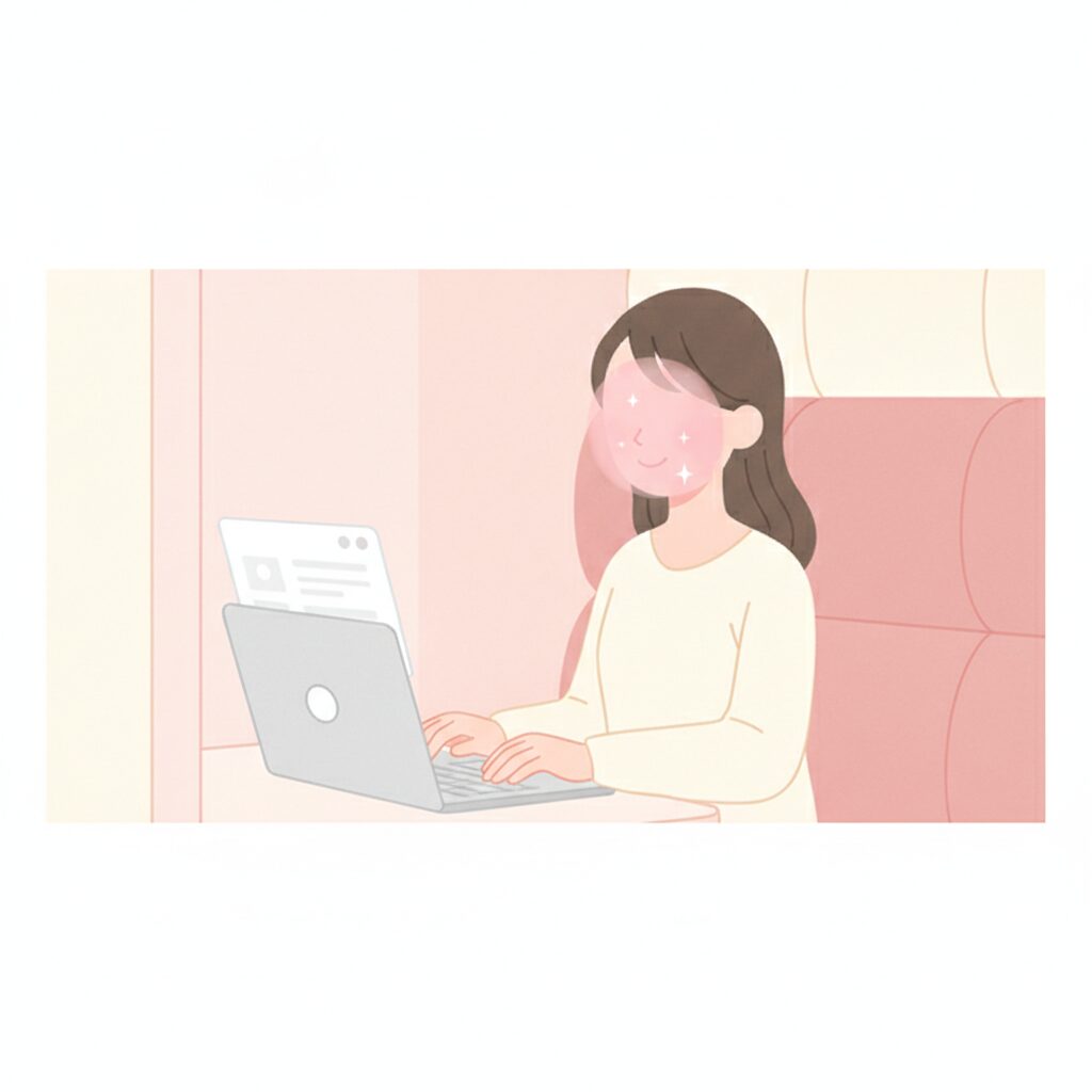 身バレを防ぐ工夫をして配信する女性のイラスト